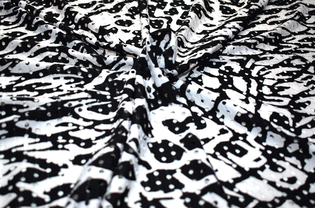 Black & White Printed Polyester Jersey Fabric