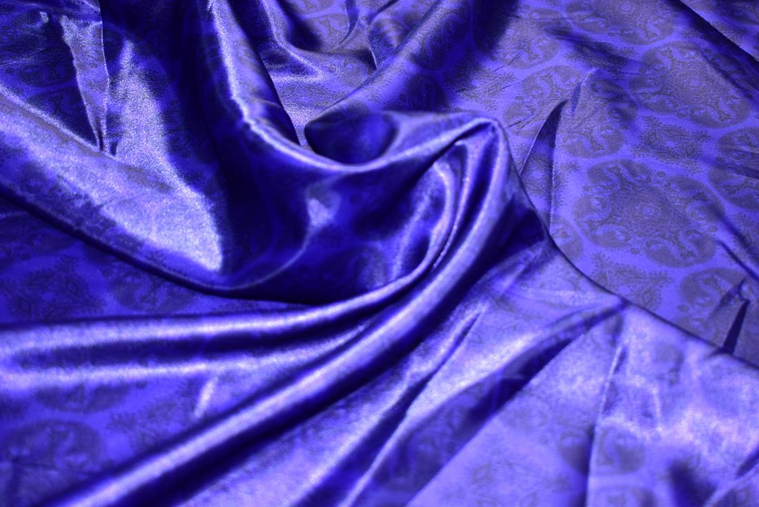 Dark Purple Printed Polyester Satin Fabric