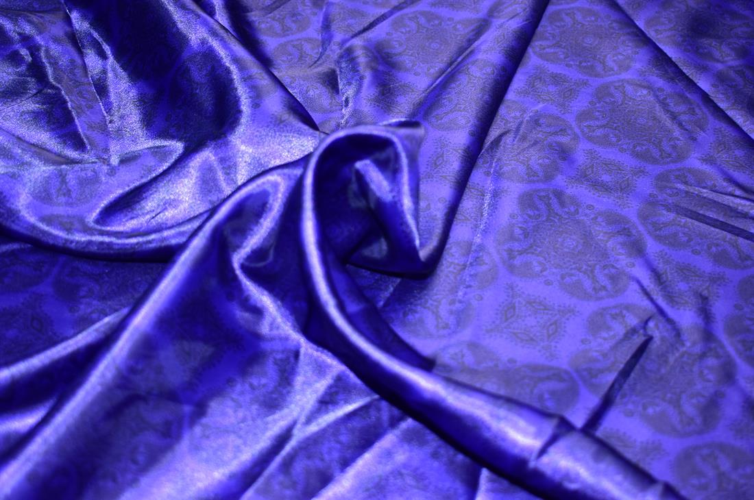 Dark Purple Printed Polyester Satin Fabric