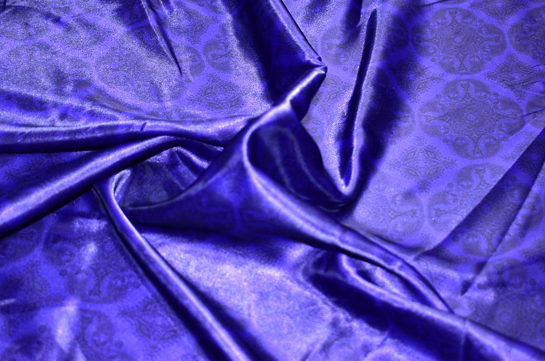 Dark Purple Printed Polyester Satin Fabric