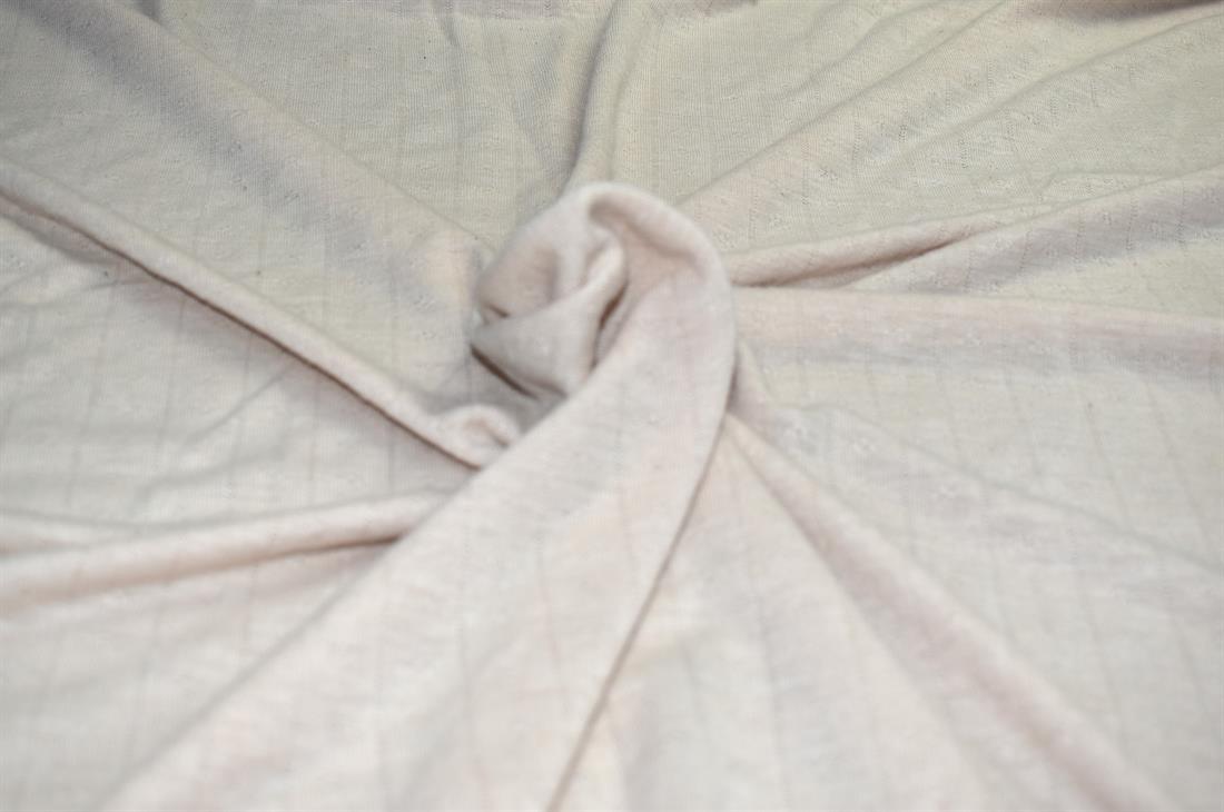 Light Peach Printed Embroidery Lightweight Polyester Jersey Fabric