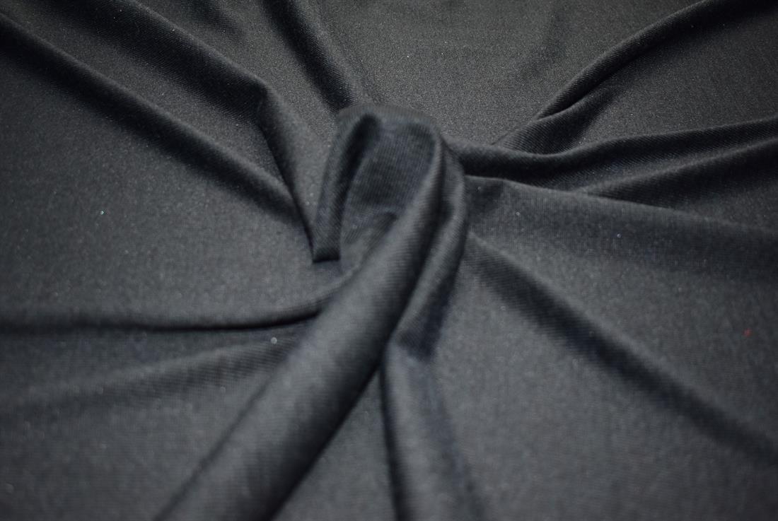 Black Plain Polyester Jersey Fabric