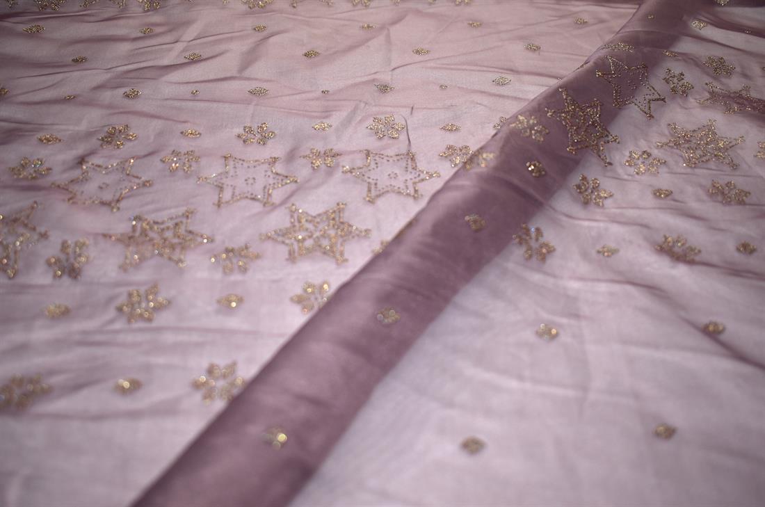 Mouve Light Polyester Embroidery Lace Fabric