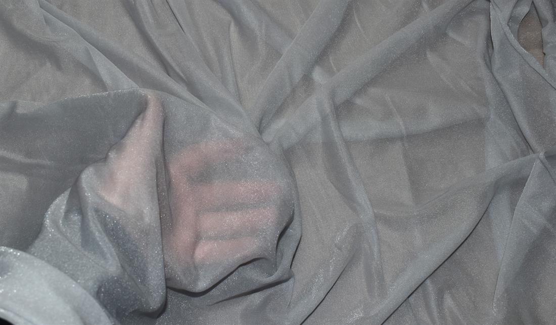 Silver Plain Polyester Mesh Jersey Fabric