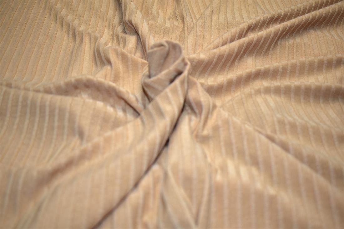 Beige Polyester Jersey Fabric