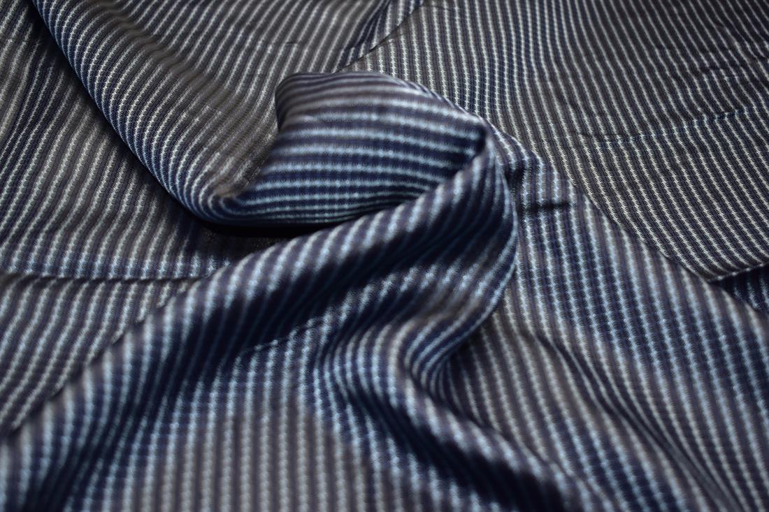 Navy Blue Printed Polyester Satin Fabric