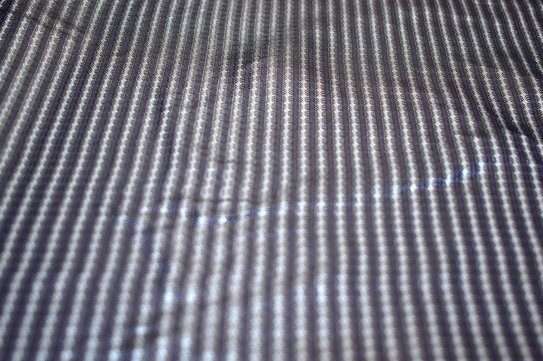 Navy Blue Printed Polyester Satin Fabric