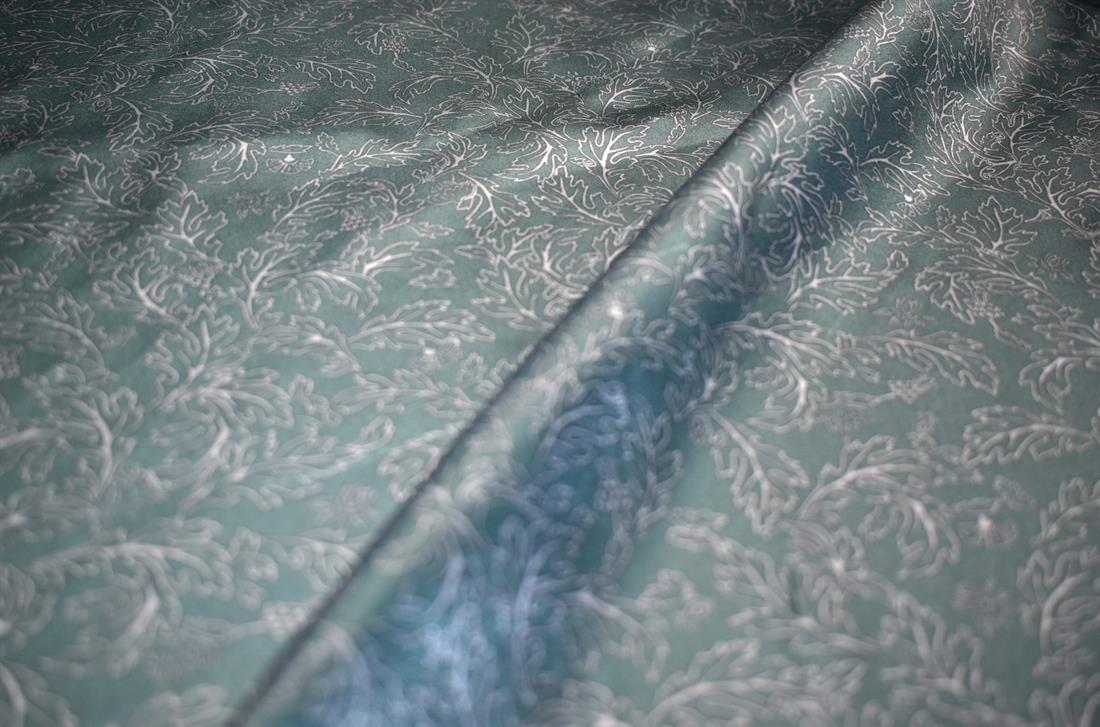Bottle Green Printed Polyester Satin Fabric