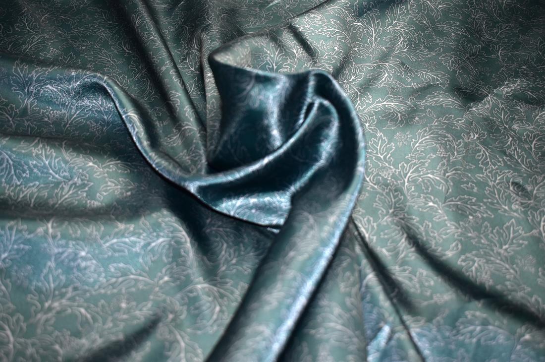 Bottle Green Printed Polyester Satin Fabric