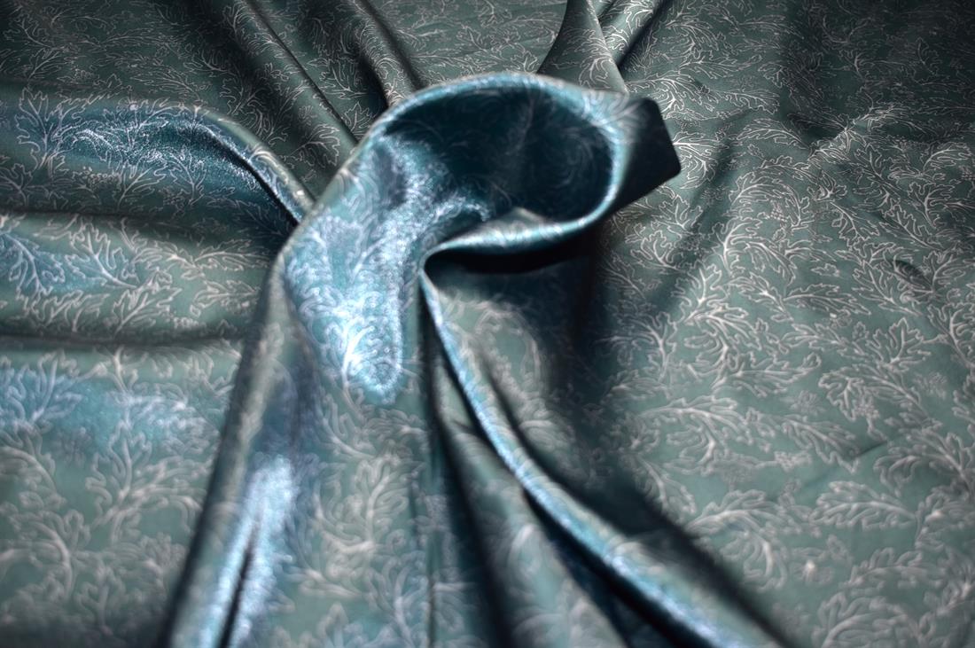 Bottle Green Printed Polyester Satin Fabric