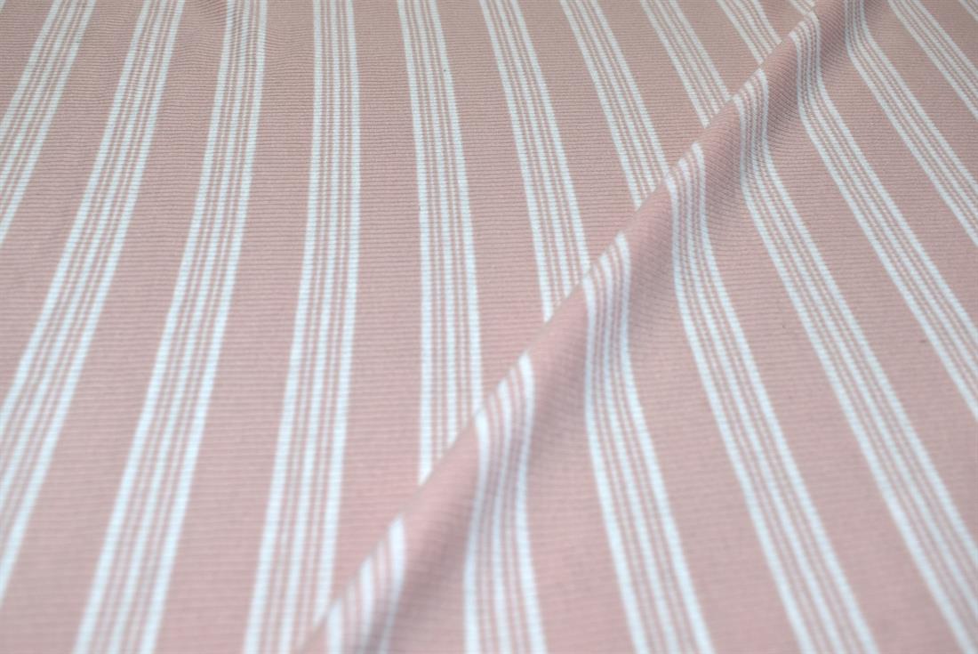 Light Peach & White Strips Jersey Fabric