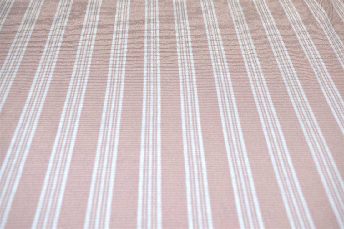 Light Peach & White Strips Jersey Fabric