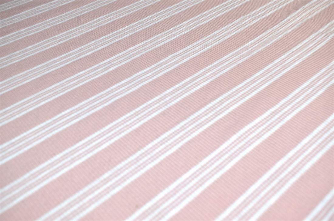 Light Peach & White Strips Jersey Fabric