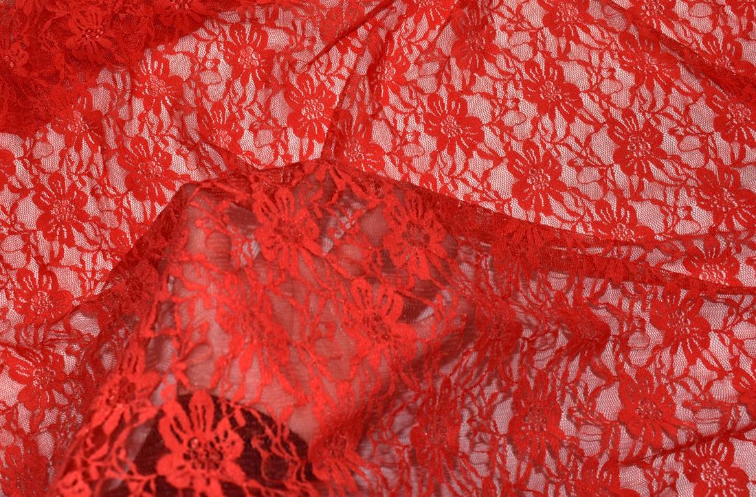 Dark Orange Floral Corded Lace Fabric Material