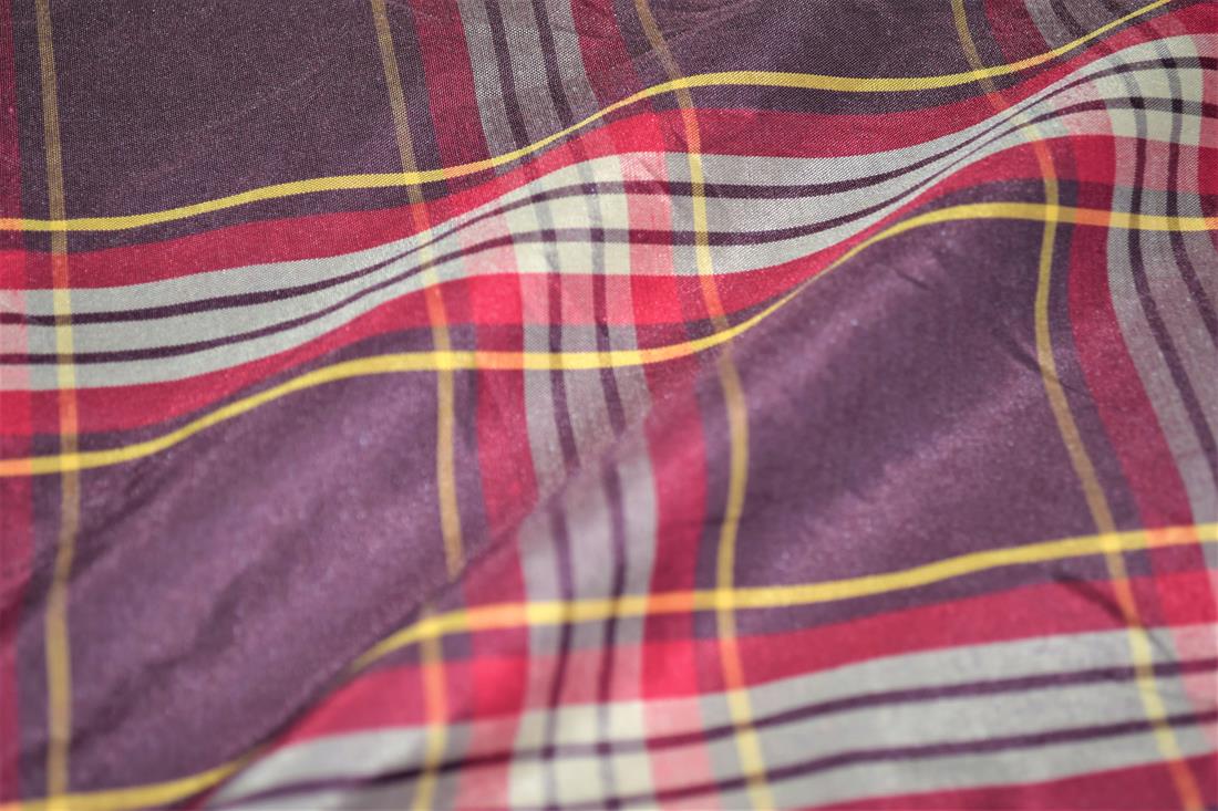 Red Check Lining Taffeta Fabric