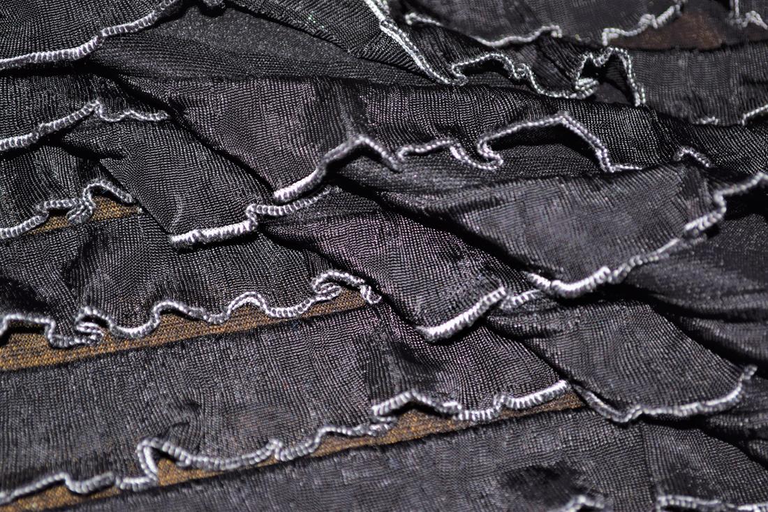 Black Ruffle Polyester Fabric