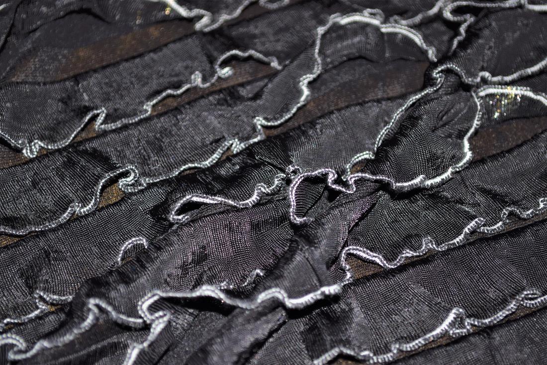 Black Ruffle Polyester Fabric
