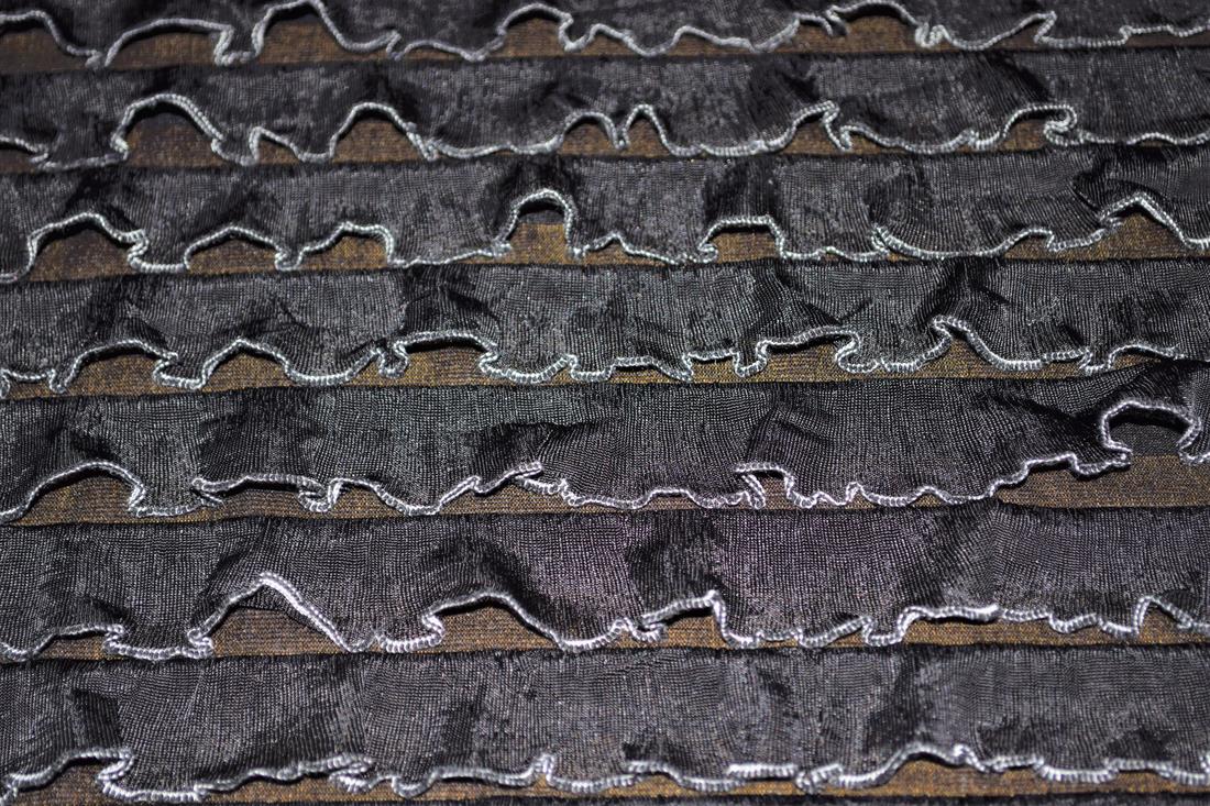 Black Ruffle Polyester Fabric