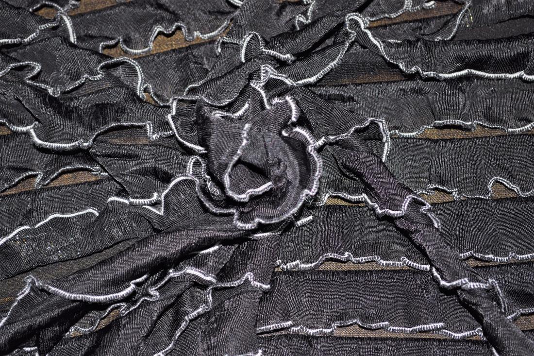 Black Ruffle Polyester Fabric