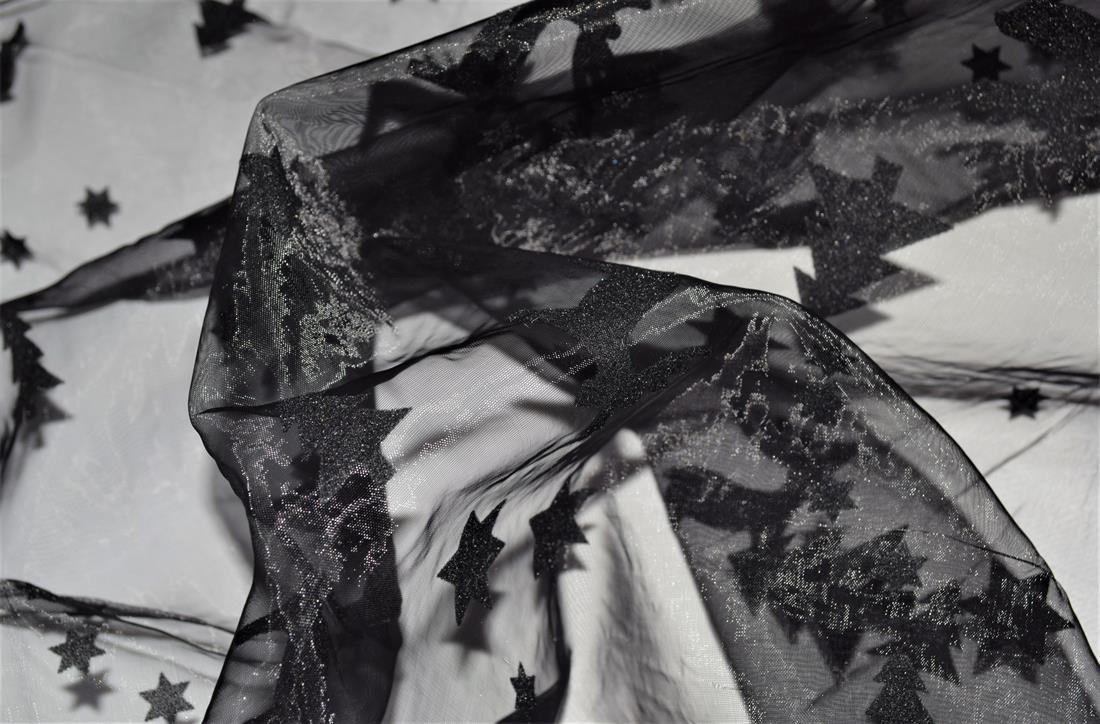 Black Printed Chiffon Fabric