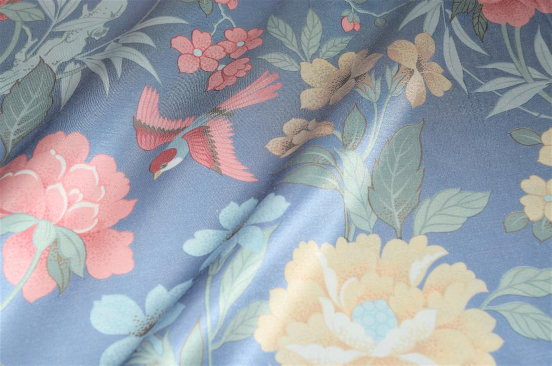 Blue Printed Polyester Fabric