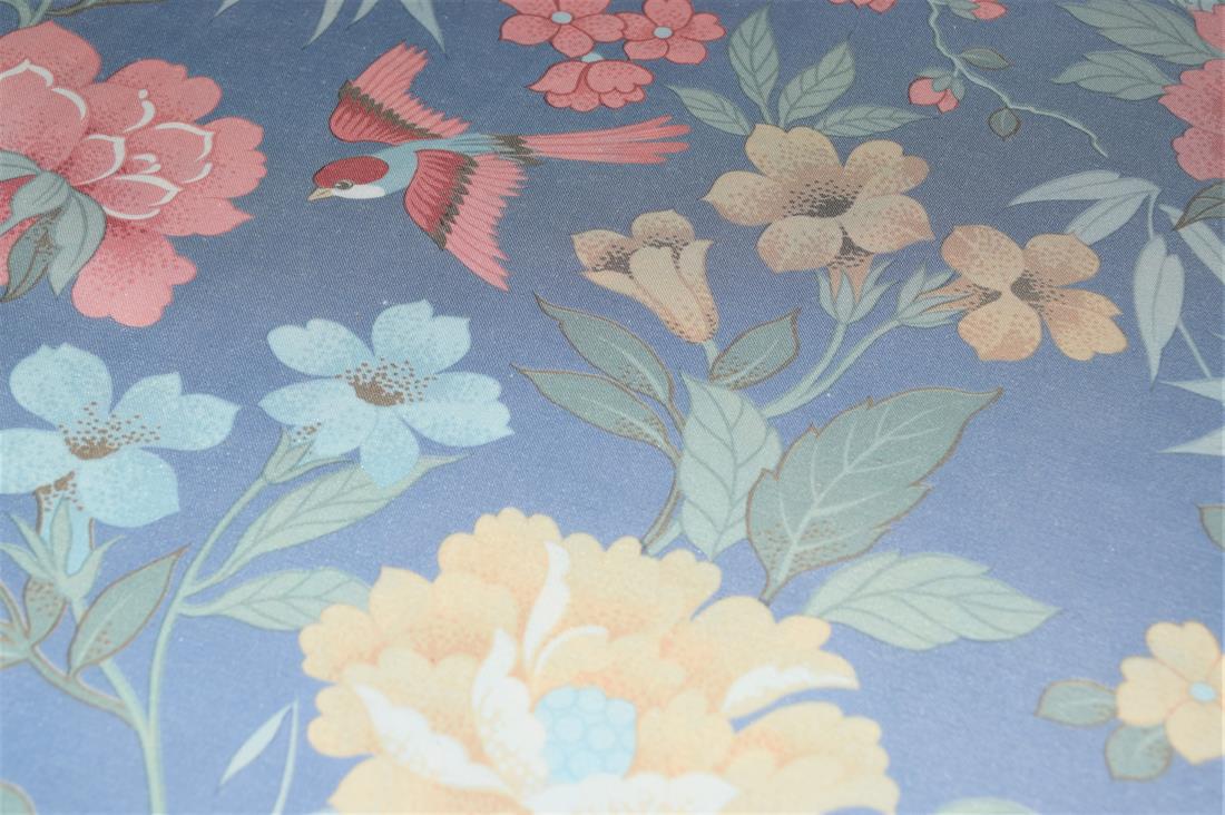 Blue Printed Polyester Fabric