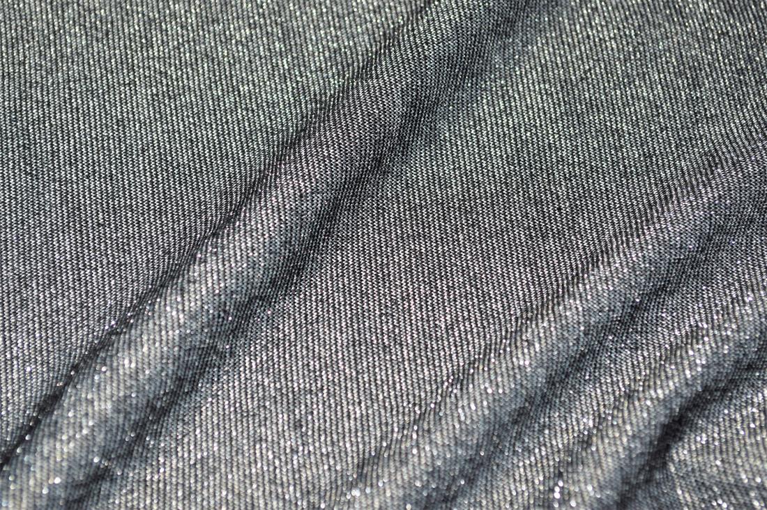 Black & Silver Black/Silver Strips Gliter Polyester Jersey Fabric