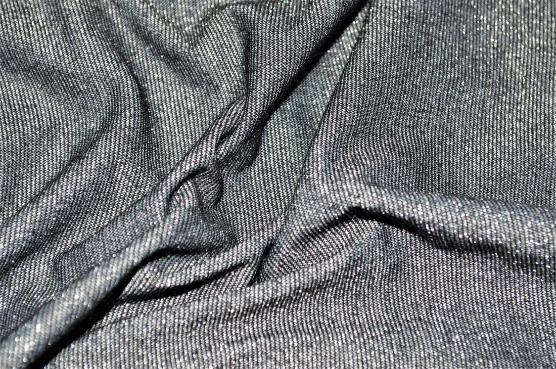 Black & Silver Black/Silver Strips Gliter Polyester Jersey Fabric