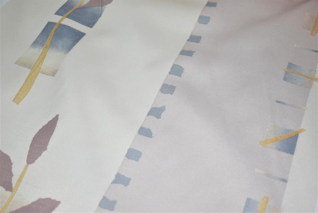 Cream Printed Polyester Fabric