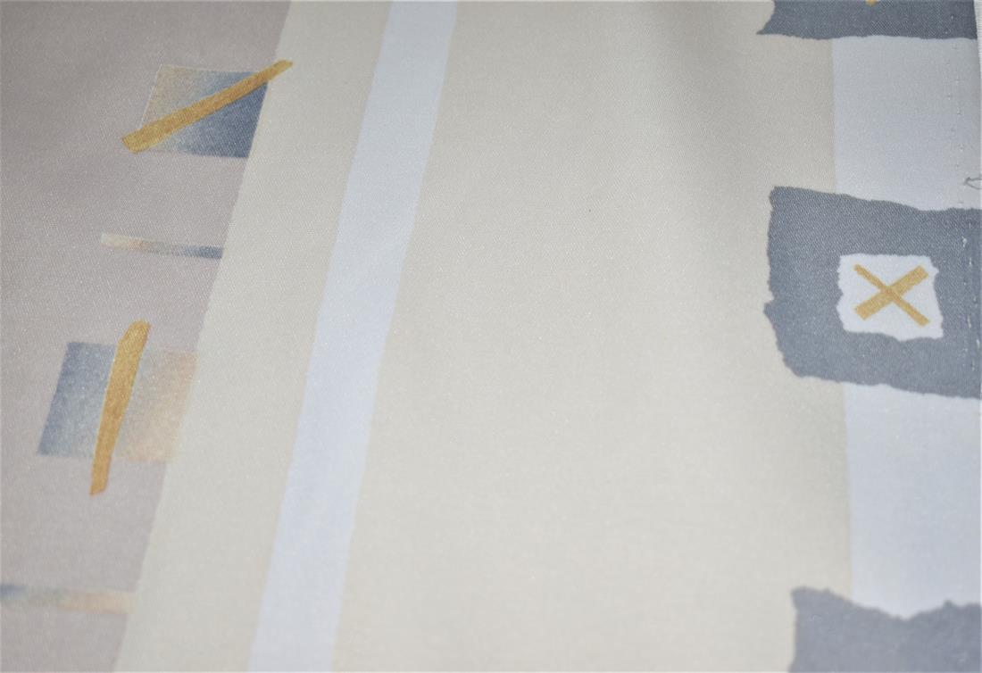 Cream Printed Polyester Fabric