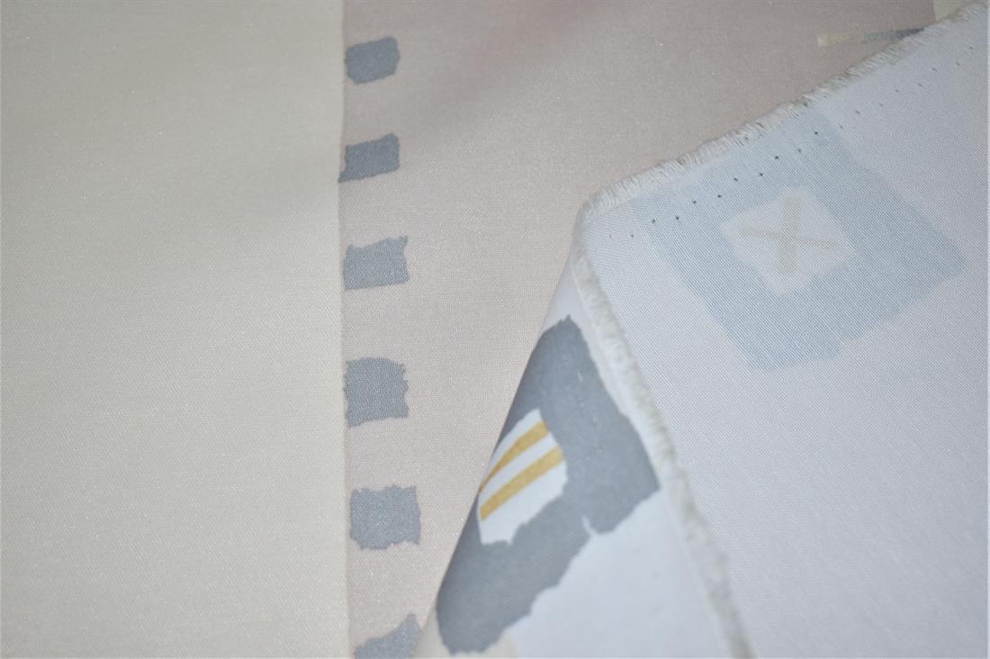 Cream Printed Polyester Fabric