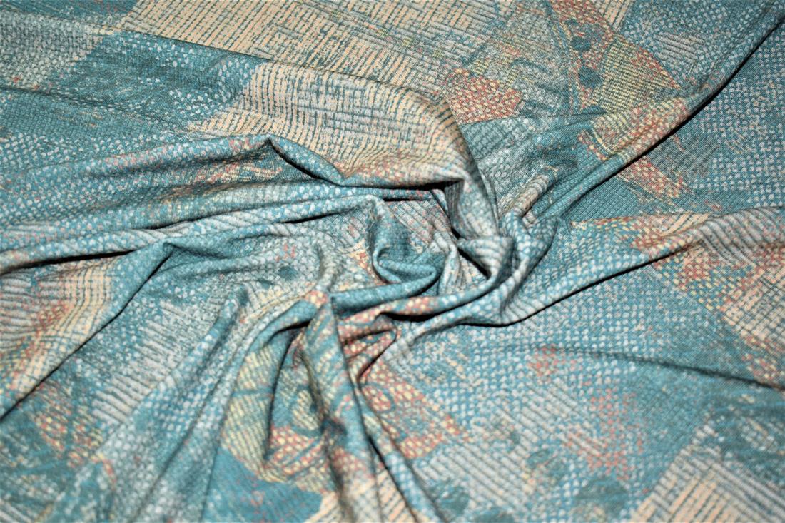 Dark Turquoise Printed Jersey Fabric