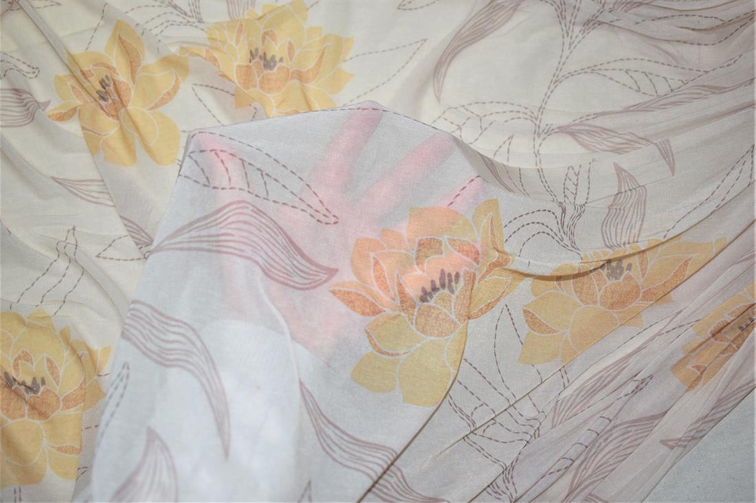 Beige Printed Polyester Mesh Jersey