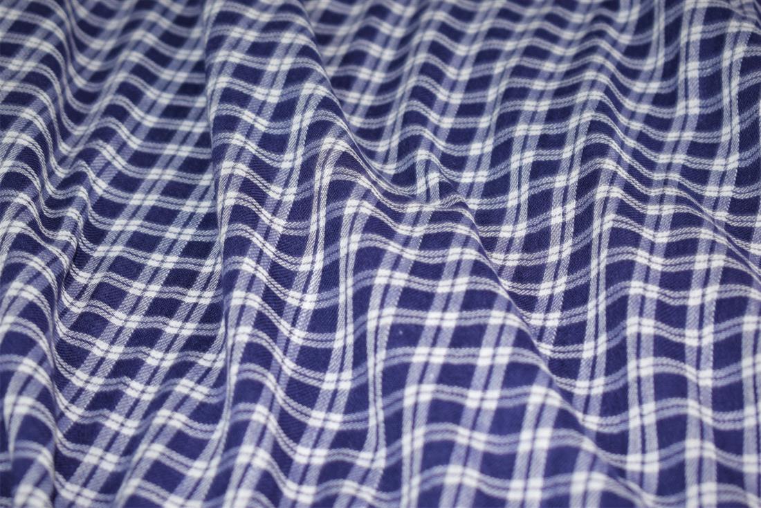 Navy & White Tartan Check PrintDesign Yarn Dyed Fabric