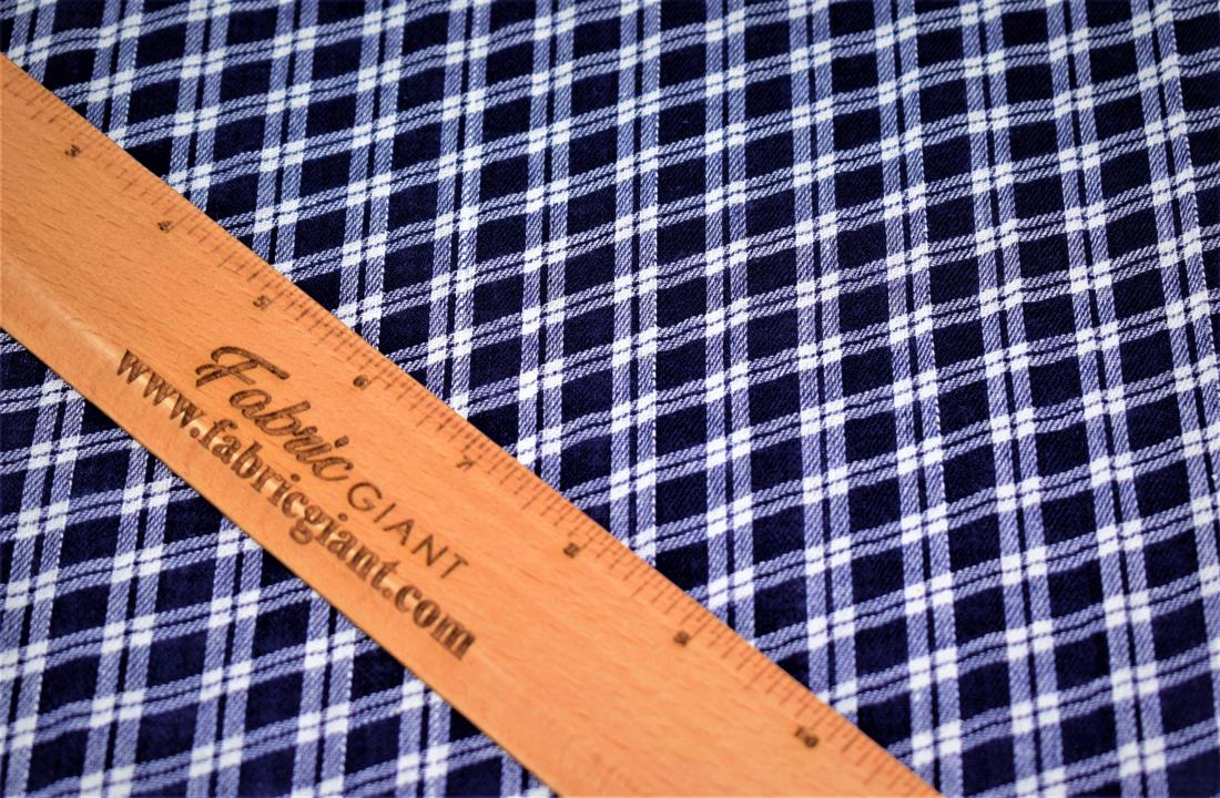 Navy & White Tartan Check PrintDesign Yarn Dyed Fabric