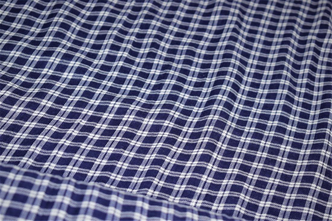 Navy & White Tartan Check PrintDesign Yarn Dyed Fabric