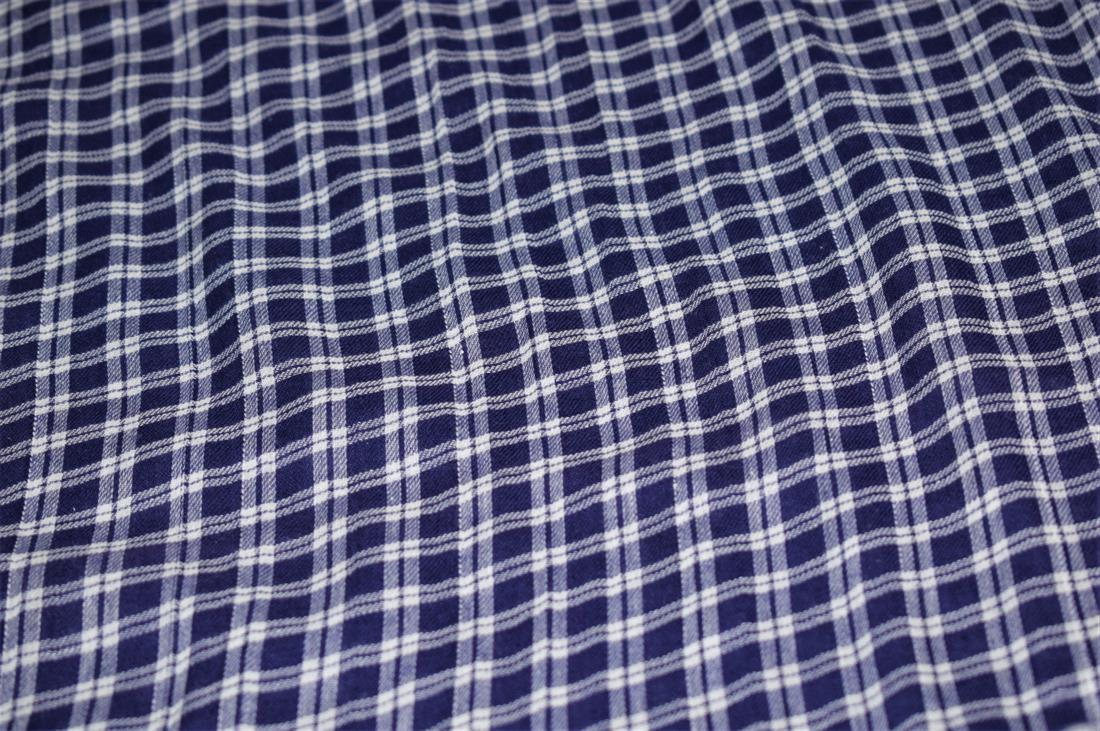 Navy & White Tartan Check PrintDesign Yarn Dyed Fabric