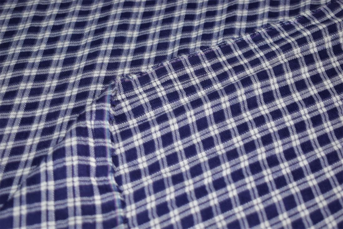 Navy & White Tartan Check PrintDesign Yarn Dyed Fabric