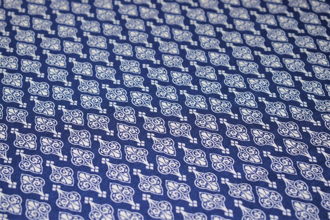 Navy Blue Tear Drop Print Rayon Fabric