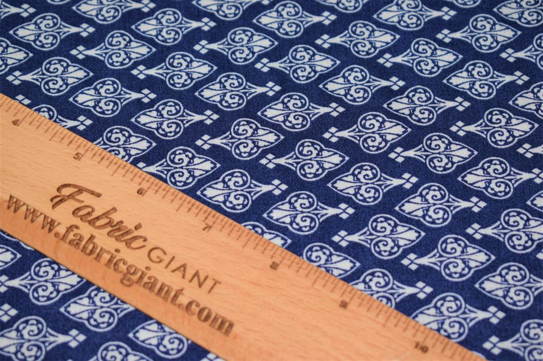 Navy Blue Tear Drop Print Rayon Fabric