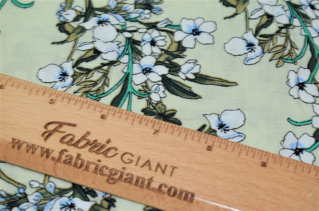 Light Yellow Flower Print Rayon Fabric