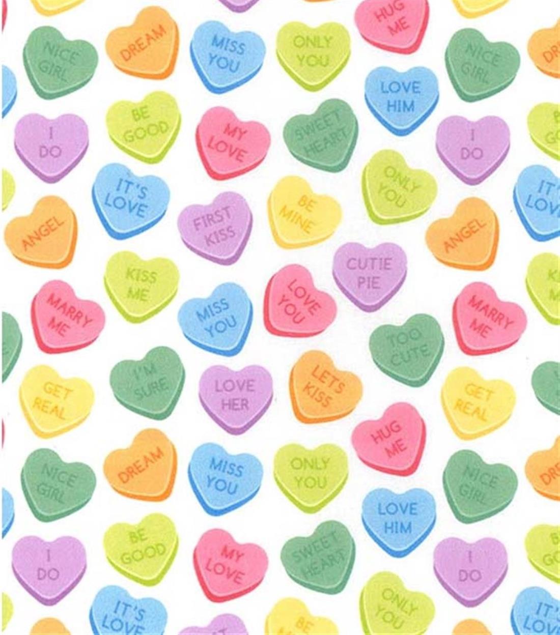 Candy Hearts 100% Cotton Fabric