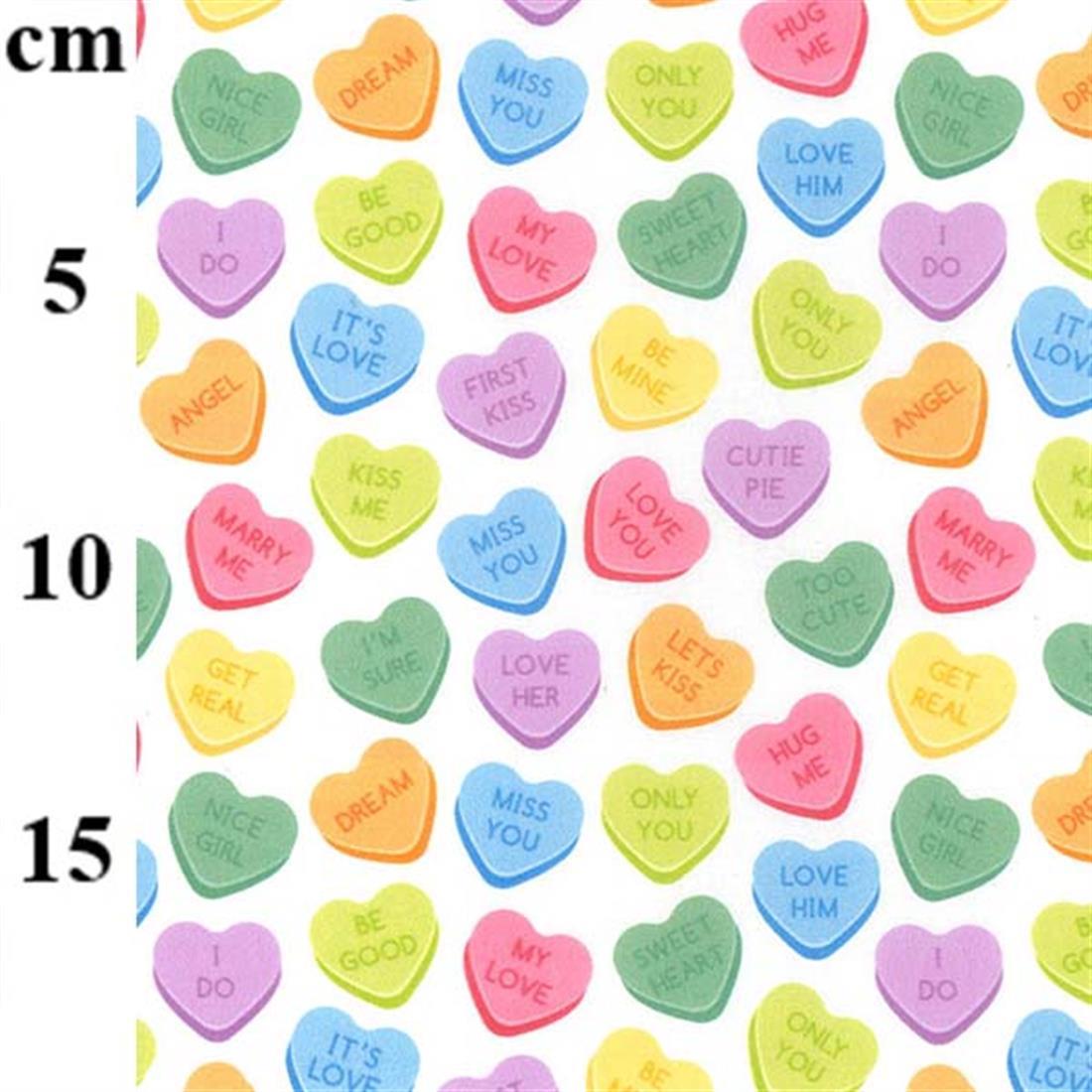 Candy Hearts 100% Cotton Fabric