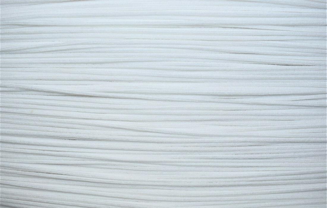 White Round 3Mm Elastic Cord Sold by the Metre