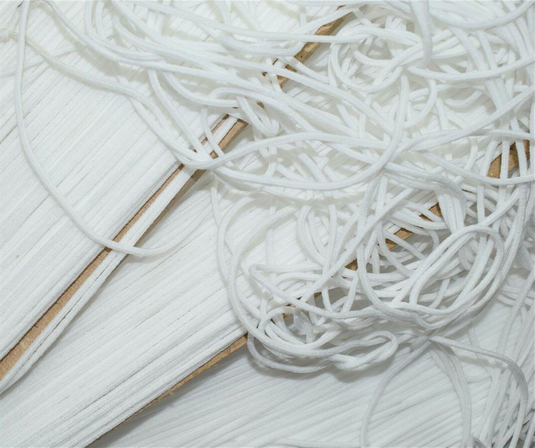 White Round 3Mm Elastic Cord Sold by the Metre