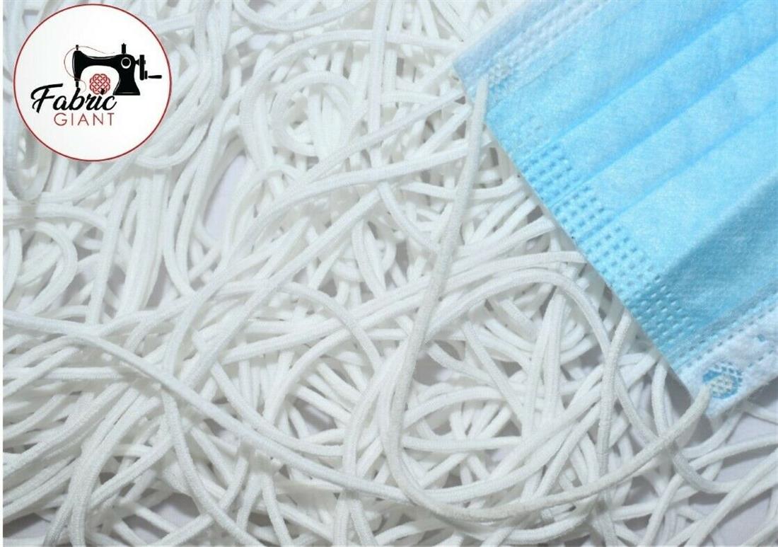 White Round 3Mm Elastic Cord Sold by the Metre