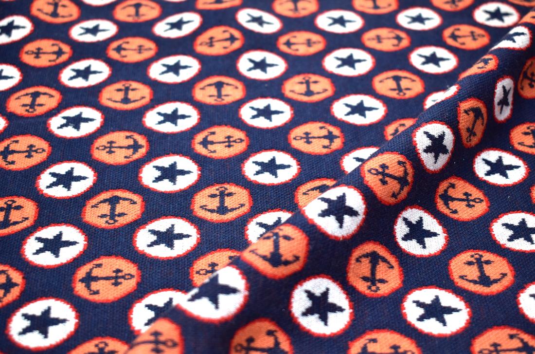 Navy & Orange Ribbing Jersey Tubular