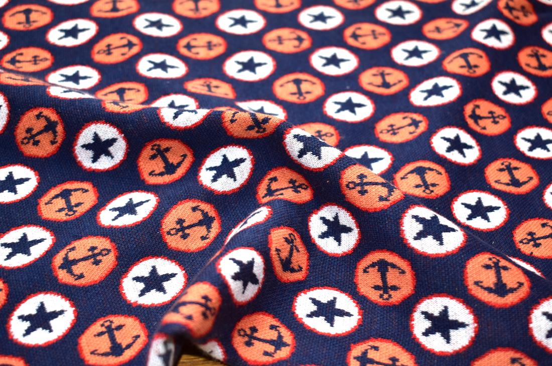 Navy & Orange Ribbing Jersey Tubular