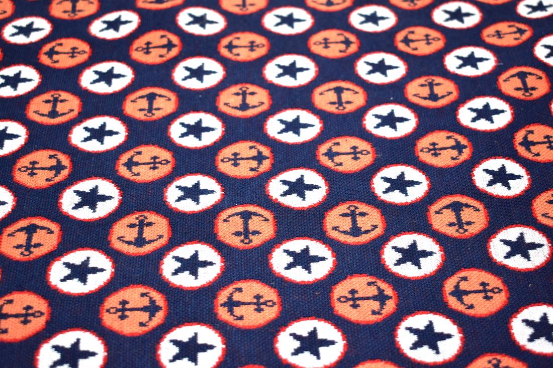 Navy & Orange Ribbing Jersey Tubular