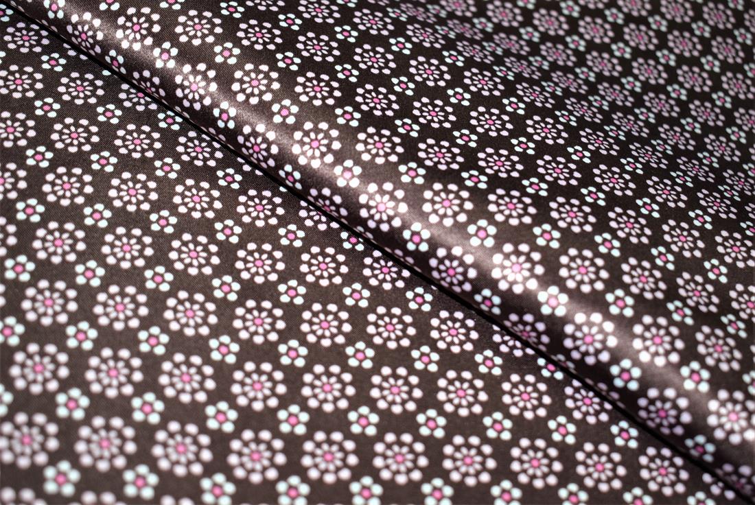 Brown Printed Satin Fabric